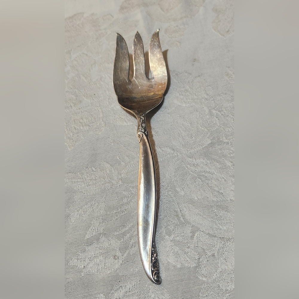 Leilani Silver Meat Server or Salad Serving Fork Vintage Serving Utensil